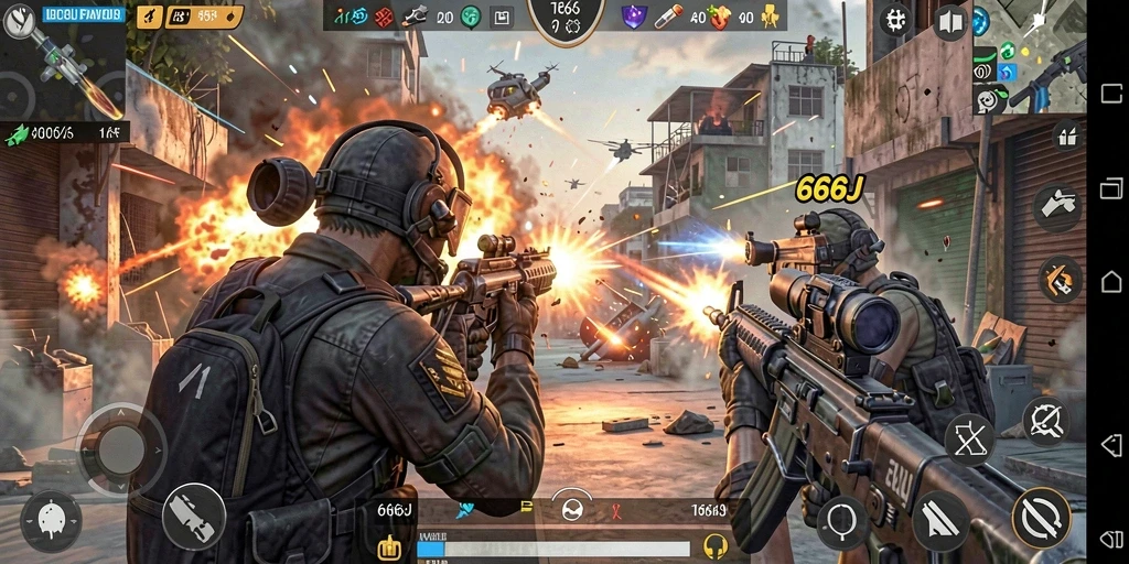 Tampilan gameplay 666J yang menarik dan aksi tembak-menembak.