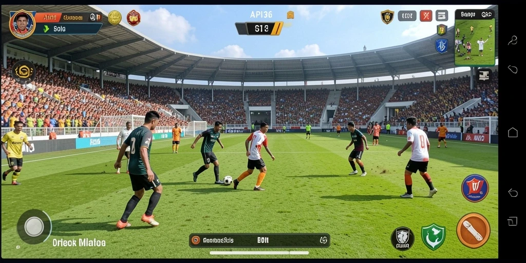 Tampilan gameplay mengasyikkan di API36 dengan aksi sepak bola seru.