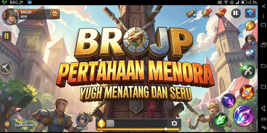 Screenshot BROJP menunjukkan aksi pertahanan menara yang mendebarkan.
