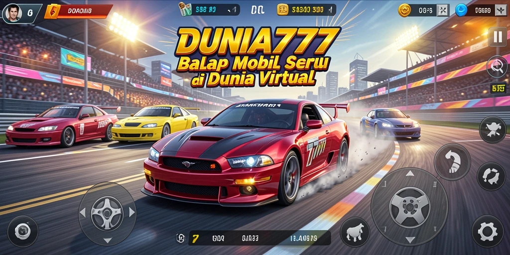 Tampilan seru dari gameplay balapan DUNIA777.