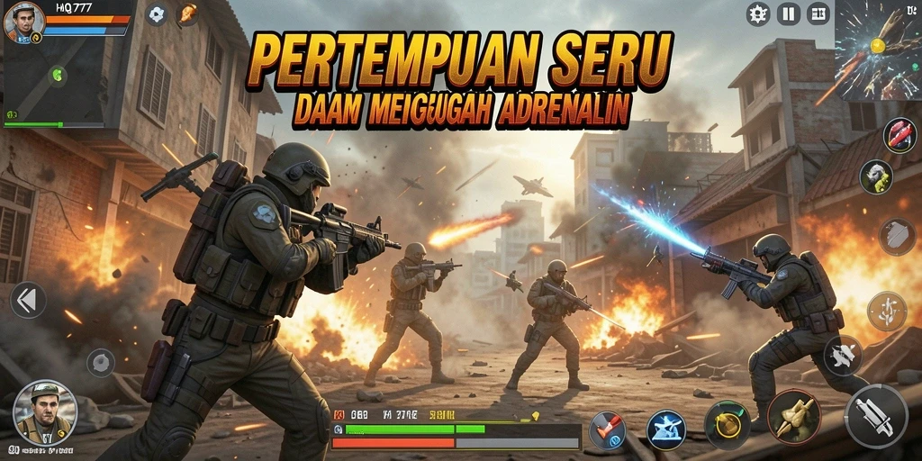 Screenshot dari gameplay HQ777 yang menampilkan aksi pertempuran yang mendebarkan.
