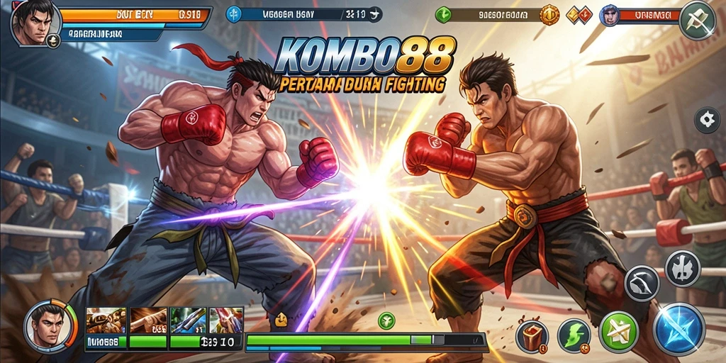Gameplay seru dengan karakter bertarung dalam KOMBO88.