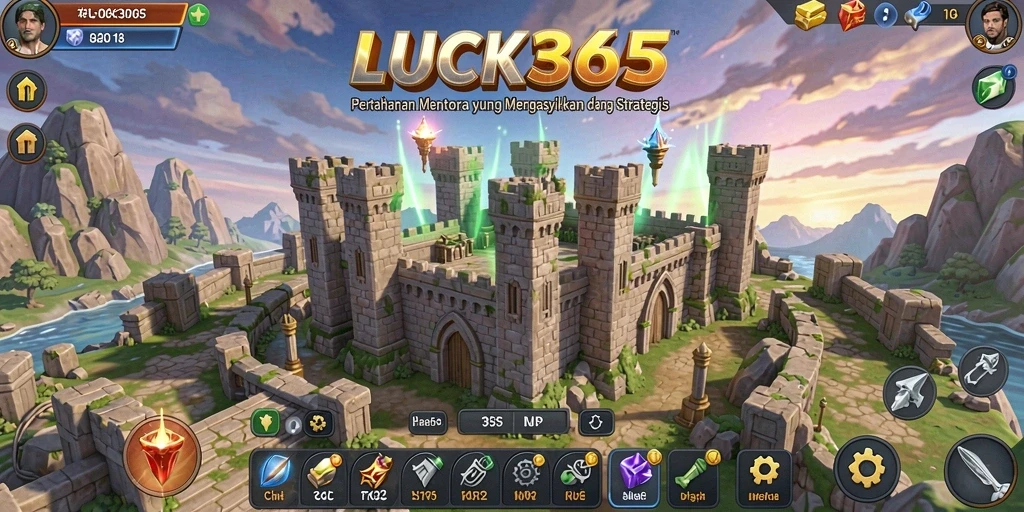 Screenshot gameplay LUCK365 menampilkan aksi pertahanan menara yang intens.