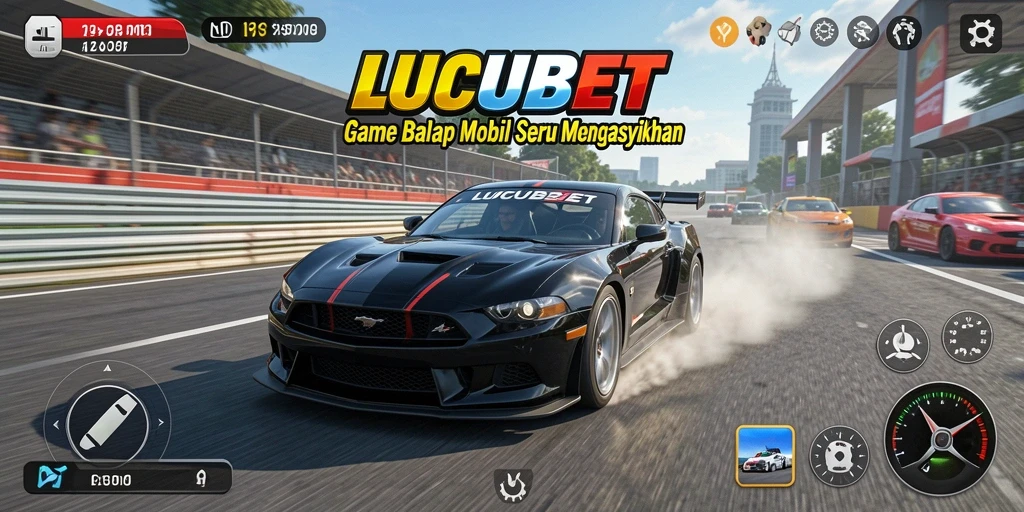 Screenshot gameplay LUCUBET menampilkan aksi balap yang mendebarkan.