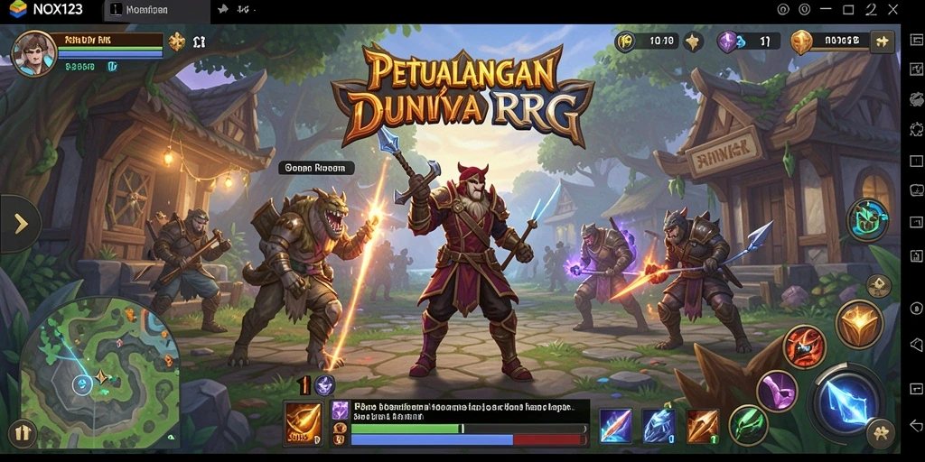 Screenshot utama NOX123 dengan aksi seru dalam gameplay RPG.