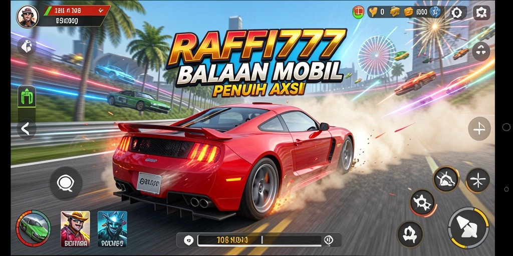 Tampilan menarik dari gameplay balapan mobil RAFFI777.