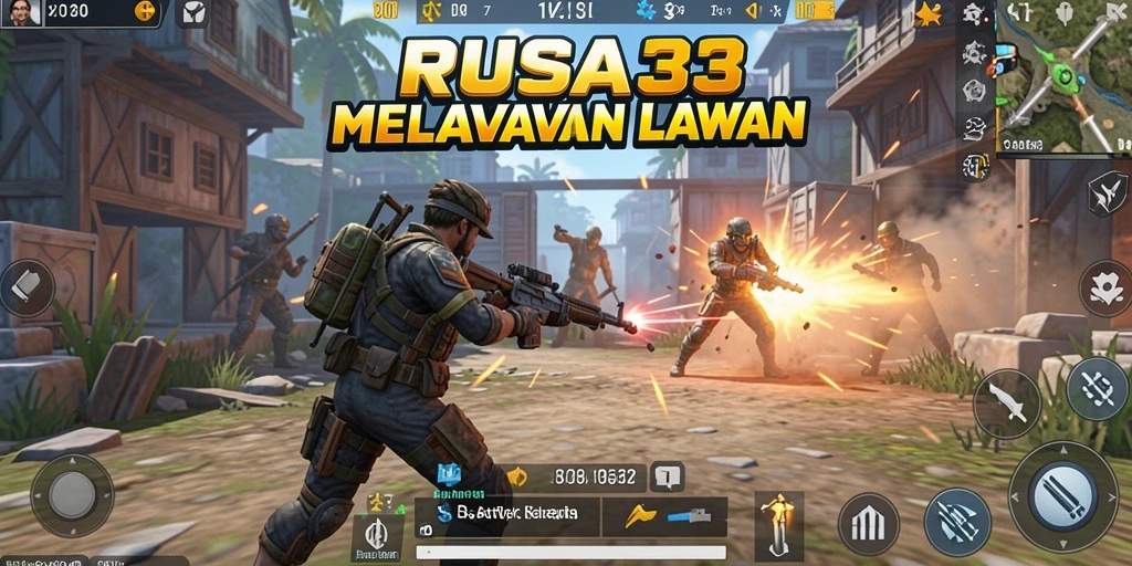 Tampilan gameplay seru dan strategi dalam RUSA33 Battle Royale.