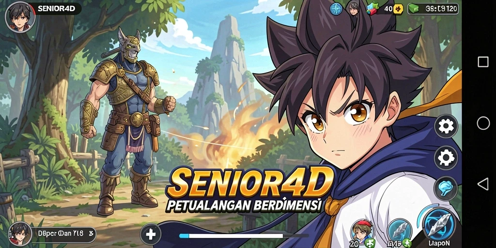 Screenshot gameplay menunjukkan aksi seru dalam dunia anime.