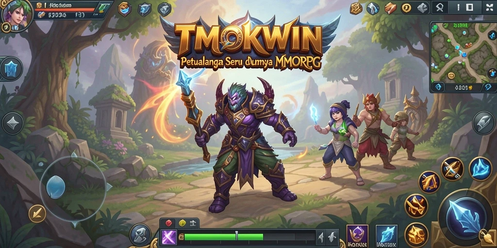 Screenshot gameplay TMOKWIN menampilkan pertarungan seru antara pemain dan monster.