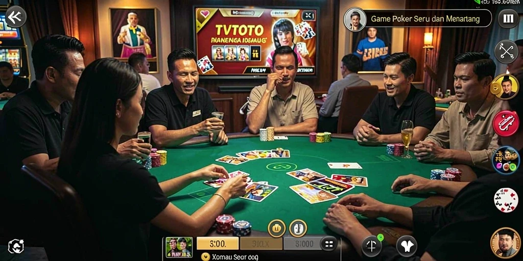 Screenshot gameplay TVTOTO menampilkan aksi seru permainan Poker.
