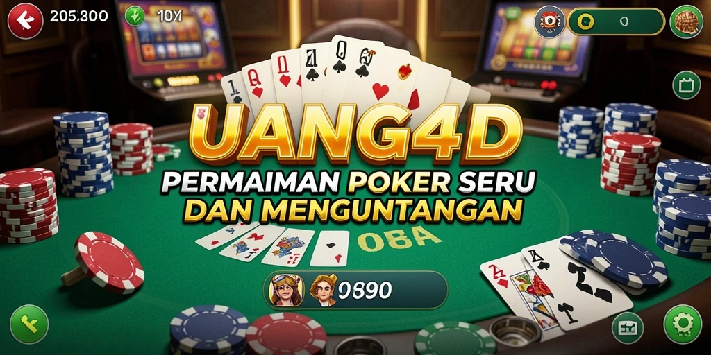 Screenshot UANG4D menampilkan aksi seru dalam permainan Poker.